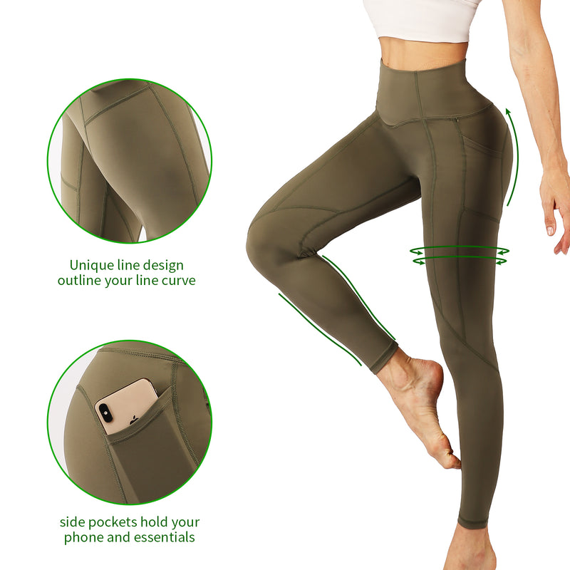 ineepor High Waist Yoga Pants, Workouts Leggings with Side Pockets